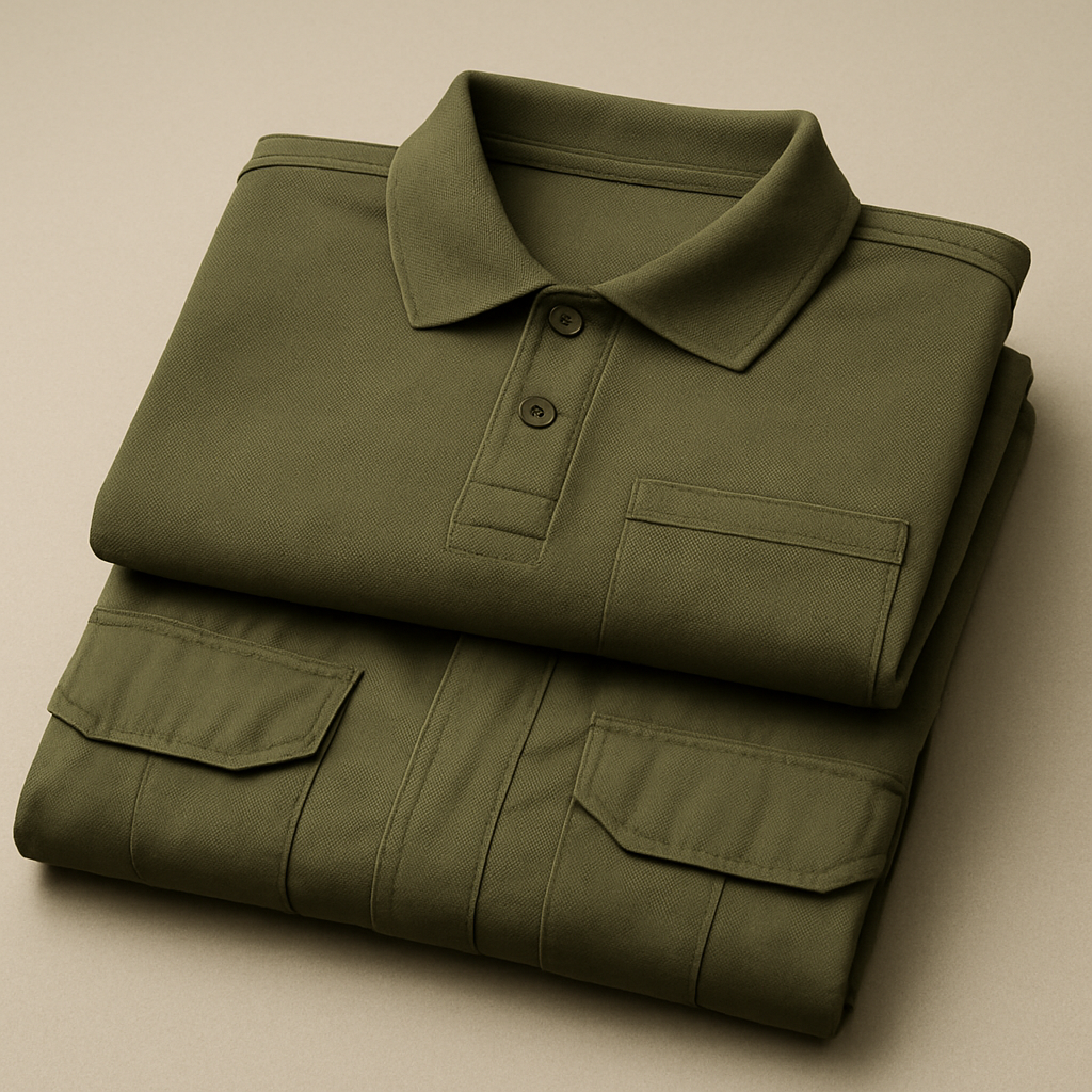 Olive performance polo and field shirt